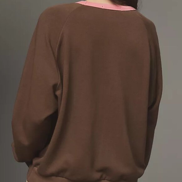 Anthropologie Letluv Heart Ringer Brown Graphic Sweatshirt Size XS NEW WITH TAG - Picture 4 of 4